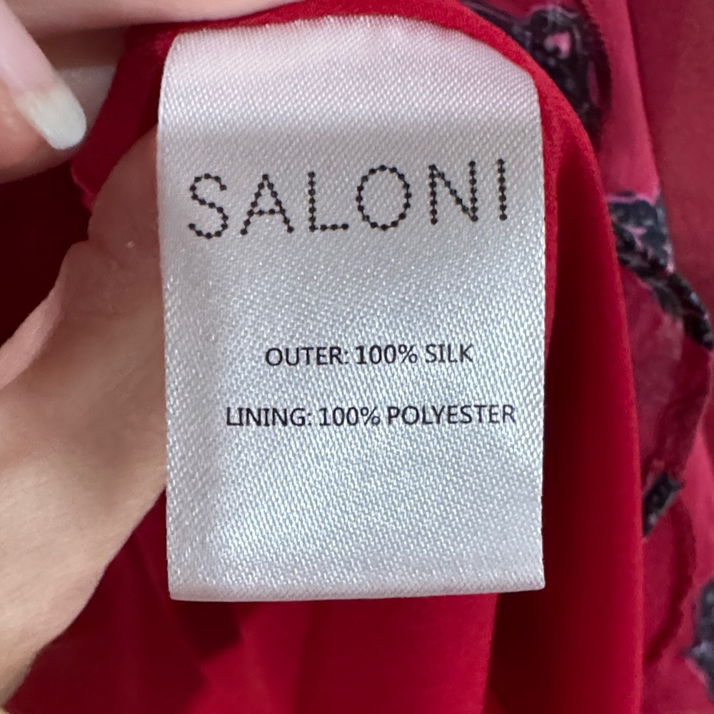 Saloni cherry Ribbon Ruffle Dress size medium - Picture 5 of 5